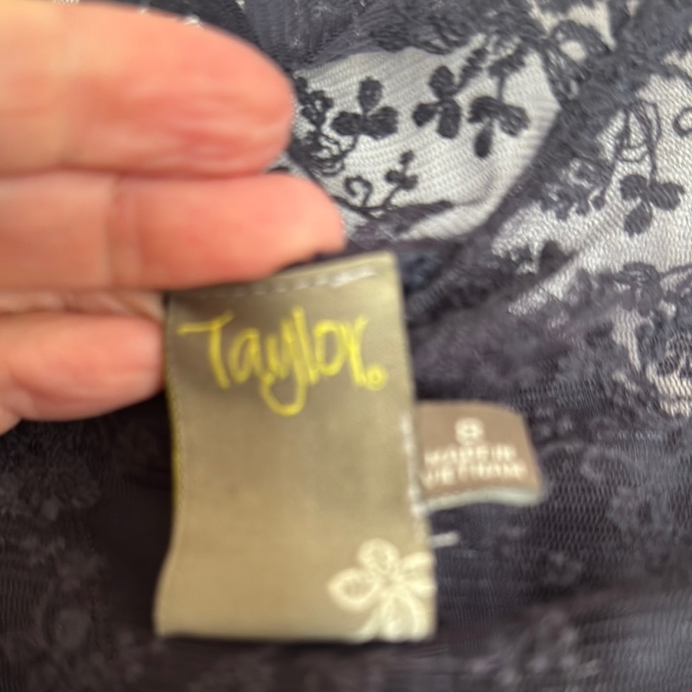 Navy Blue Floral Detailed Dress - Picture 8 of 8